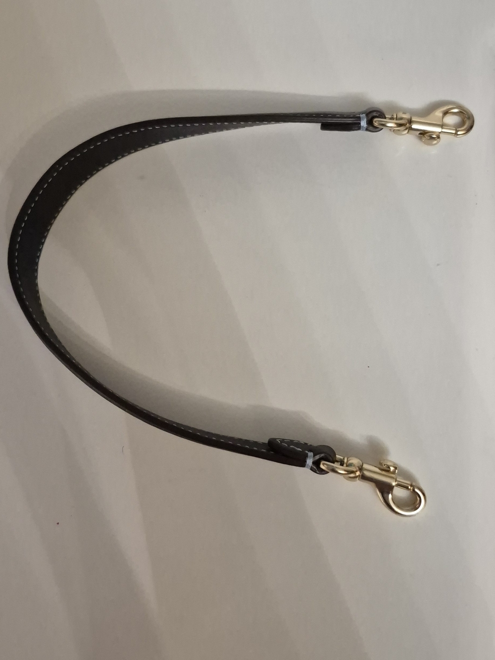 Leather Crossbody Strap with Gold Hardware - Black